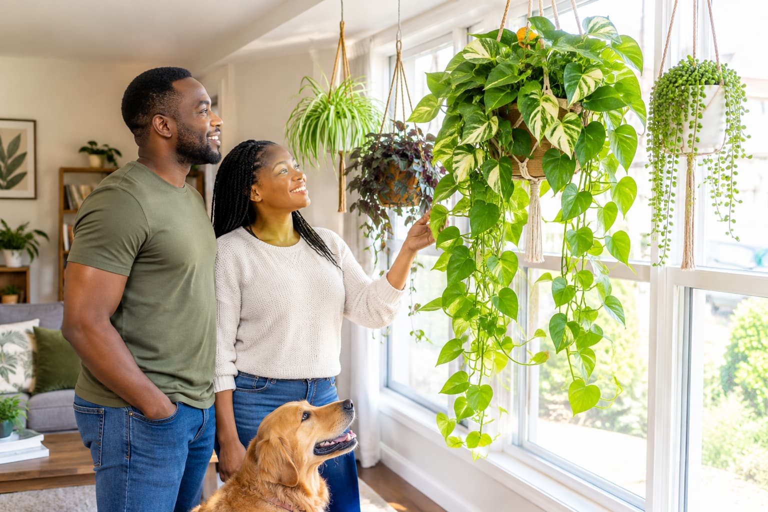 Healthy hanging plants can thrive indoors when light, watering, drainage, and support are properly managed.