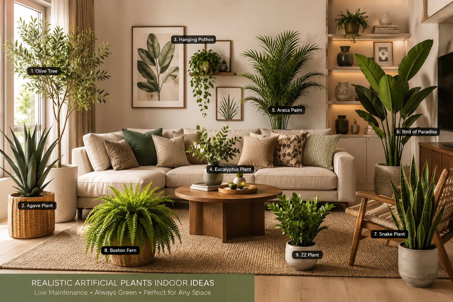 Artificial snake plant adding natural-looking greenery to a bedroom or office