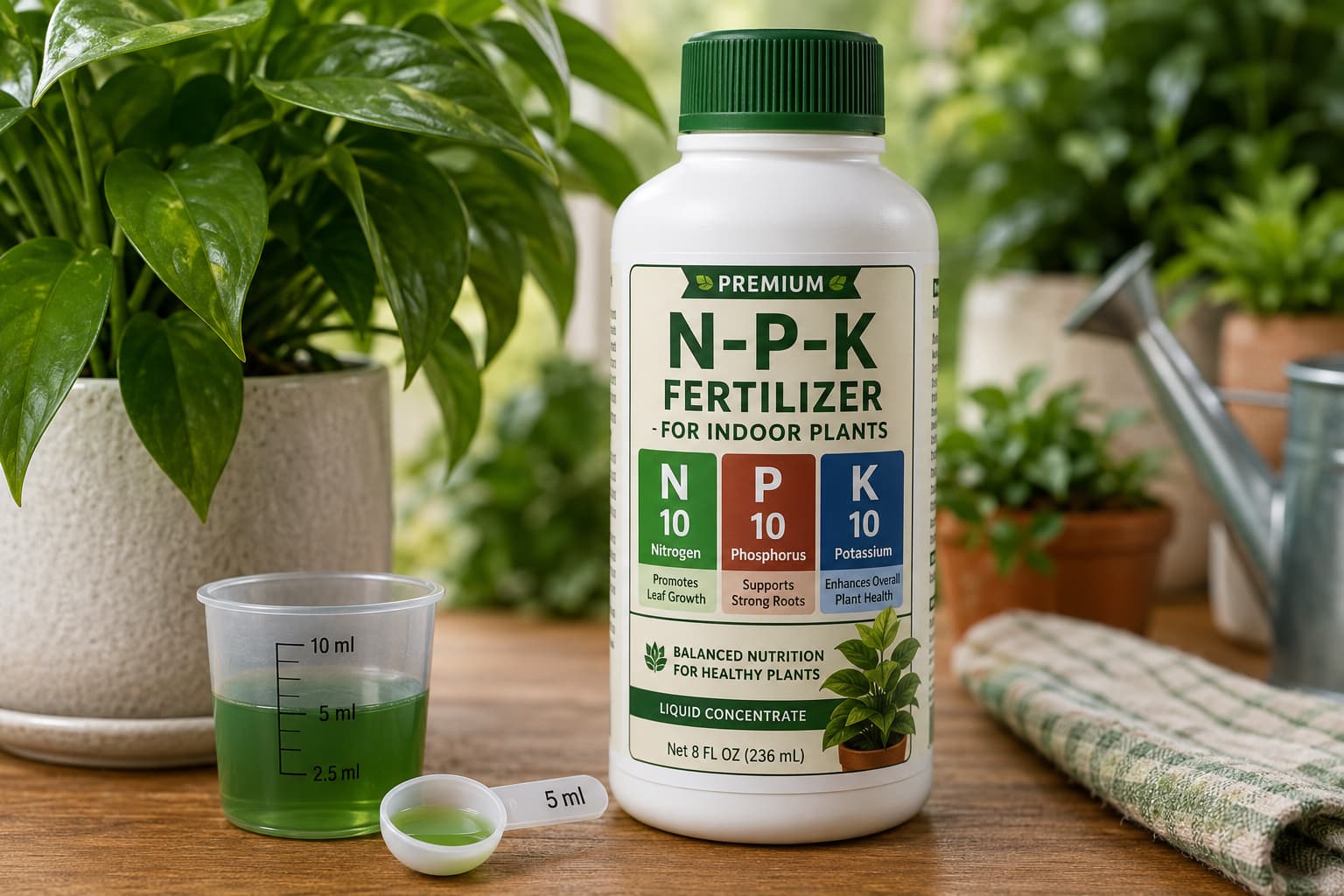 N-P-K numbers on a fertilizer label for indoor plants