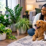 Best air-purifying plants for low light indoor spaces, naturally arranged in a cozy living room.