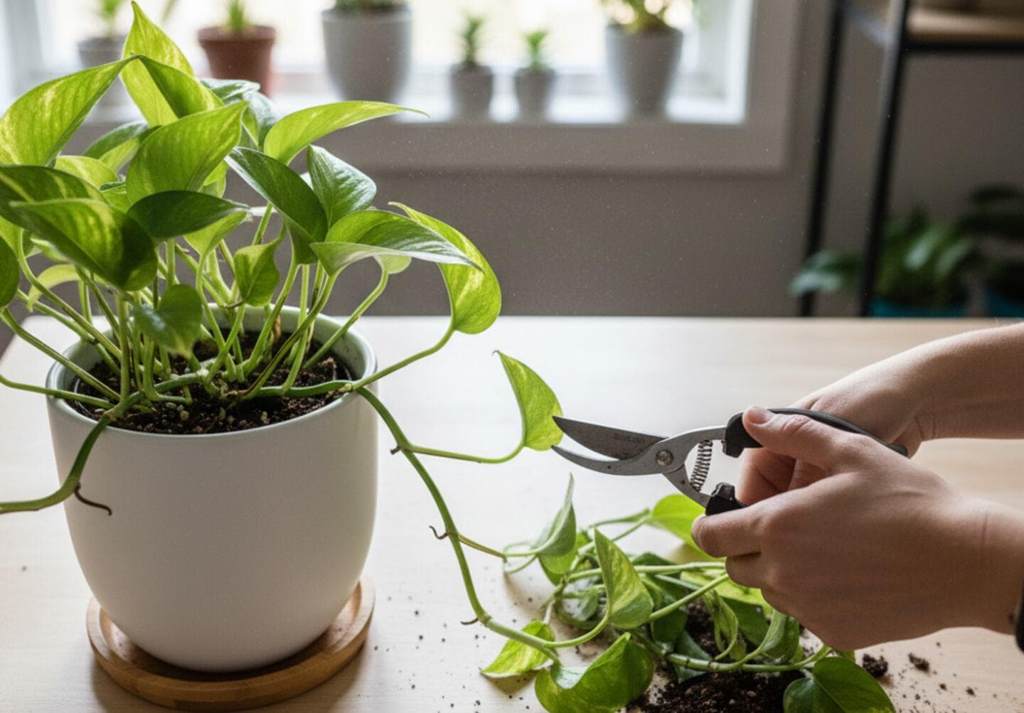 Learn how to prune indoor plants with clean cuts that support healthy growth and manageable shape.