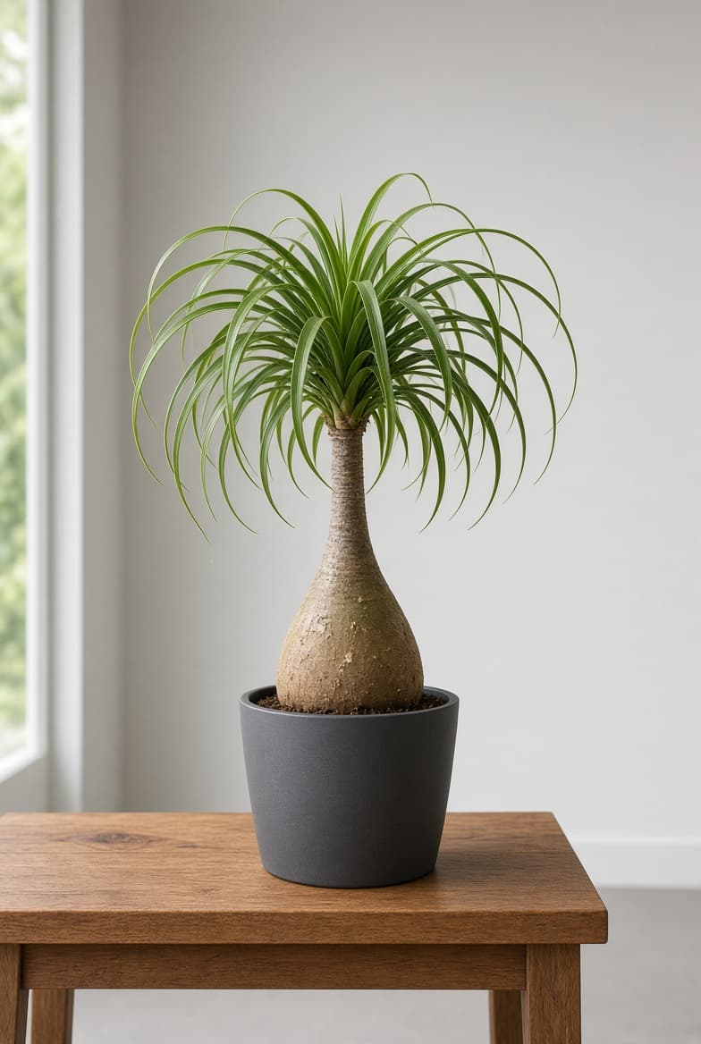 Photo of a ponytail palm thrives indoors with bright light, fast-draining soil, and careful watering.